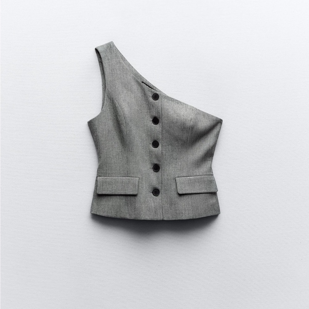 Zara gray asymmetric one shoulder vest top